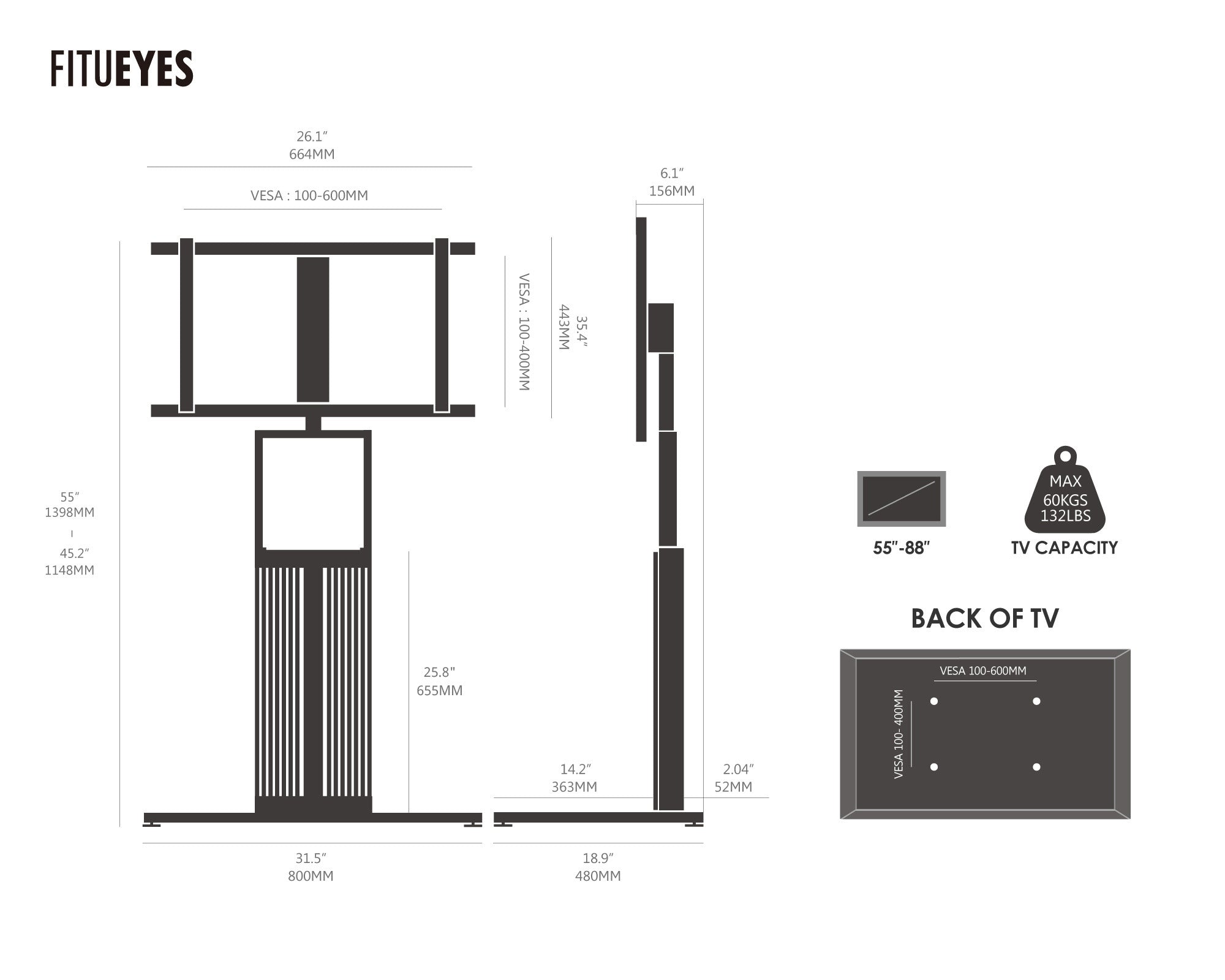 Zen FT88 Floor TV Stand